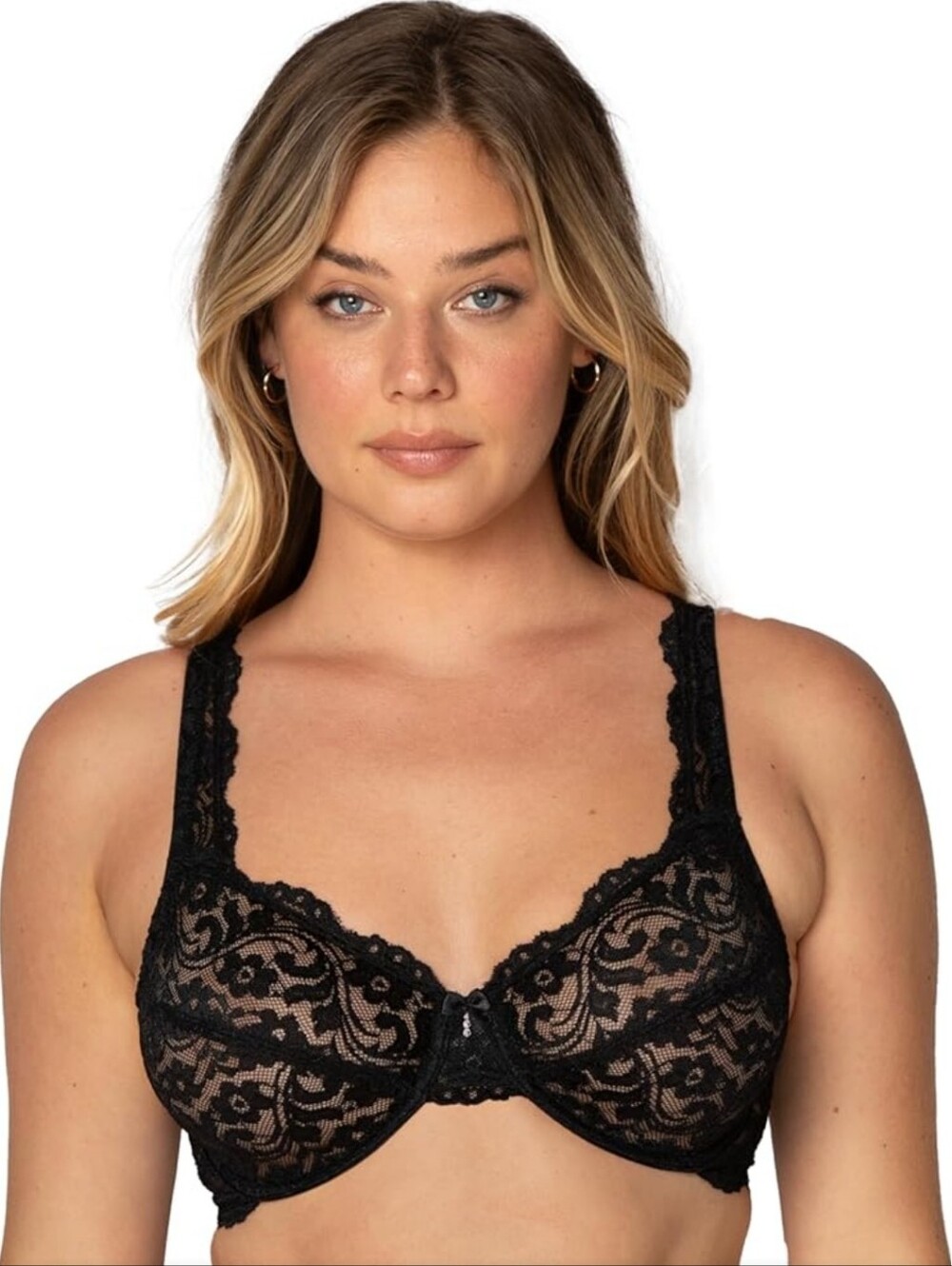Smart & Sexy Women's Signature Lace Unlined Underwire Bra, 38D, Black